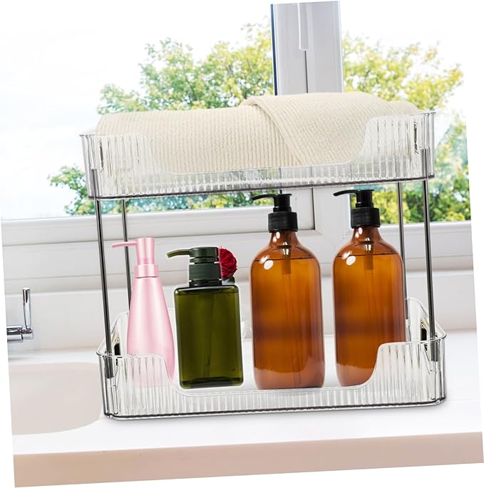 2-Tier Bathroom Countertop Organizer Vanity Holder Multi-Functional Toiletry Storage Rack for Makeup and Dresser Space-Saving Bathroom Shelf