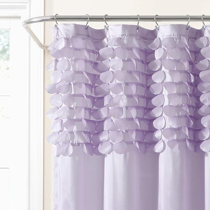 Lush Decor Lillian Shower Curtain Single 72" W x 72" L Lilac - Purple Shower Curtains for Bathroom - Bathroom Curtain - Glam Bathroom Decor