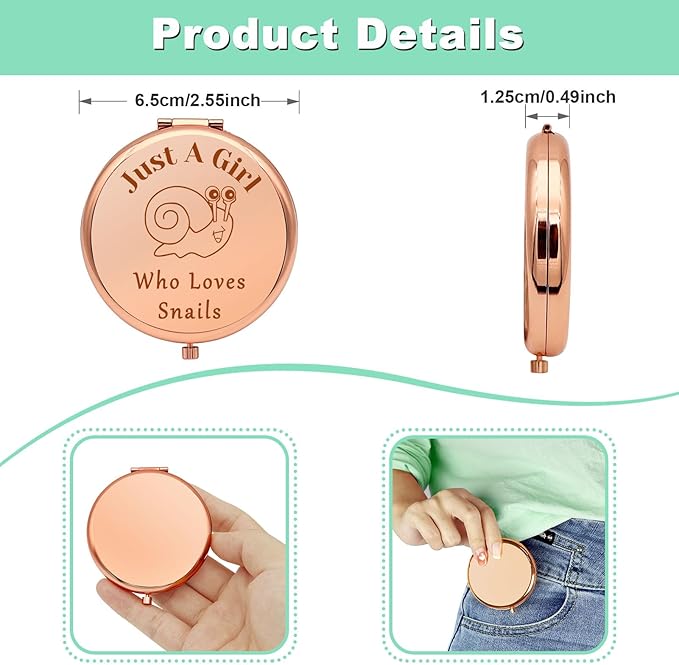 Snails Lover Gift Travel Makeup Mirror Snails Themed Gift Funny Animal Lover Present Graduation Present for Women Folding Makeup Mirror Birthday Christmas Graduation Thanksgiving