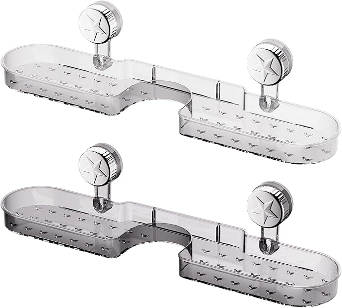 ljhnba Space Saving Suction Cup Storage Rack Toiletries Holder Shelf Bathroom Organiser for Shampoo and Small Accessories