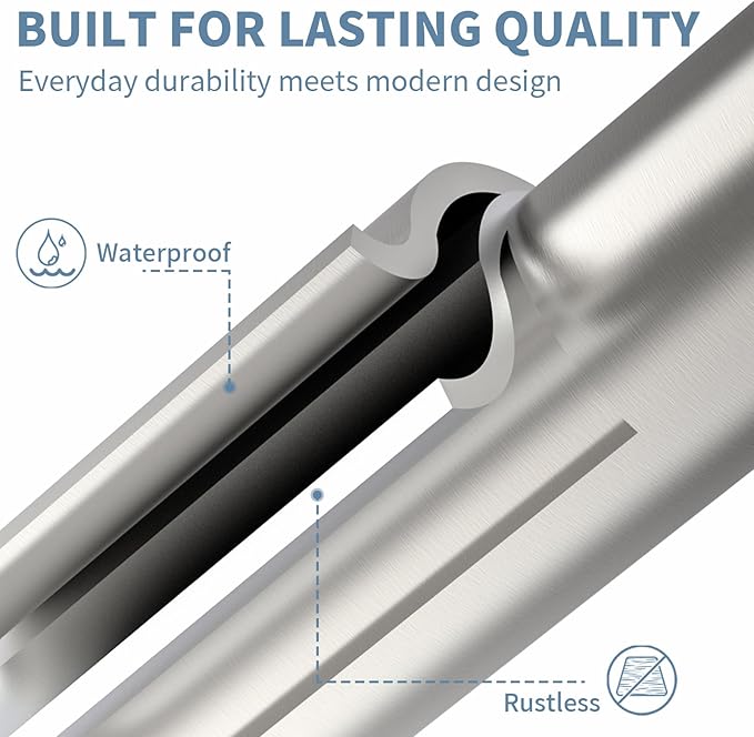 Self Adhesive Towel Bar for Bathroom 24ich Stainless Steel and Zinc Alloy No Drill Towel Rack Heavy Duty Hanger Stick On Hand Towel Holder for Kitchen, Cabinet, Door, Shower, Brushed Nickel