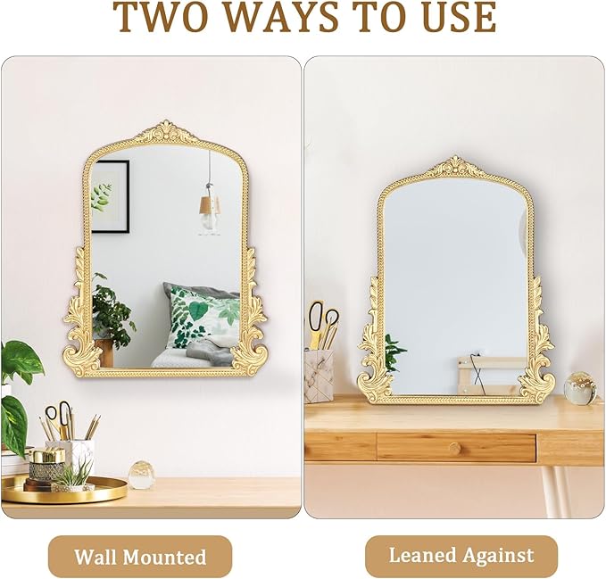Vintage Small Arched Mirror, 17 * 12in Wall Mounted Vanity Mirror for Living Room, Bedroom, Bathroom, Entryway, Porch, Home and Dormitory, Versatile, Vintage Makeup Mirror