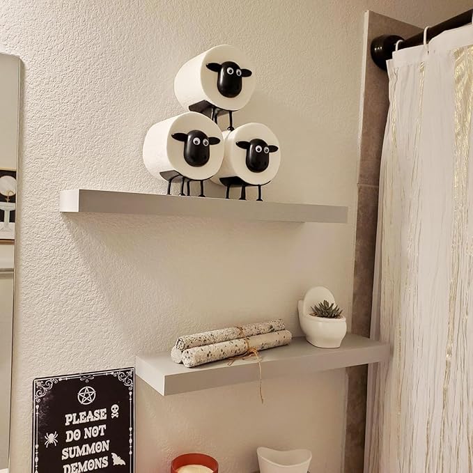 3-Pack Sheep Toilet Paper Roll Holder Set, OPP Packaging - Cute Bathroom Organizer with Adorable Design