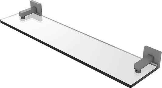 Allied Brass MT-1-22 Montero Collection 22 Inch Vanity Beveled Edges Glass Shelf, Matte Gray