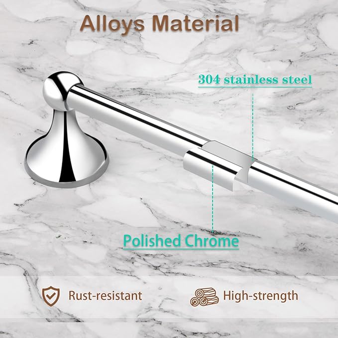 4 Piece Bathroom Hand Towel Holder Set, Adjustable Towel Racks for Bathroom Wall Mounted, Stainless Steel Chrome Towels Bar, 24 Inch Bath Room Accessories Set