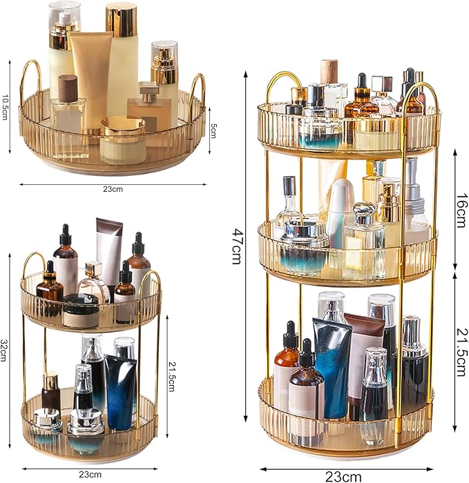 360° Rotating Makeup Organizer for Vanity, High Capacity Bathroom Countertop Organizer Spinning Perfume Organizer, Cosmetic and Skincare Dresser Make Up Holder Rack Green 2Tier