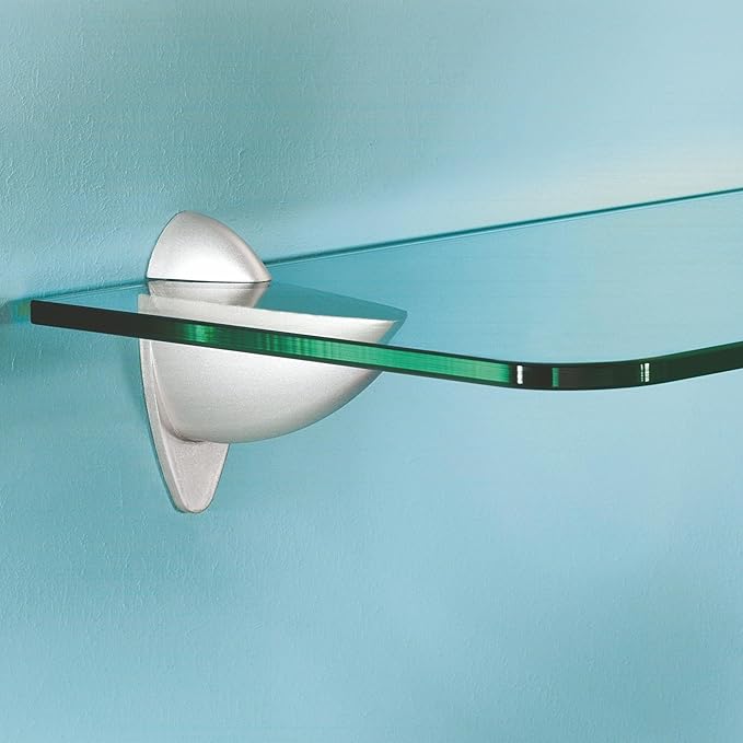 Glass Shelves - Tempered Safety Glass Shelves for Bathroom, Choose Over 20 Shelf Brackets and Multiple Shelf Sizes - Ara Style - 31.5 x 11.8 in - White Clip