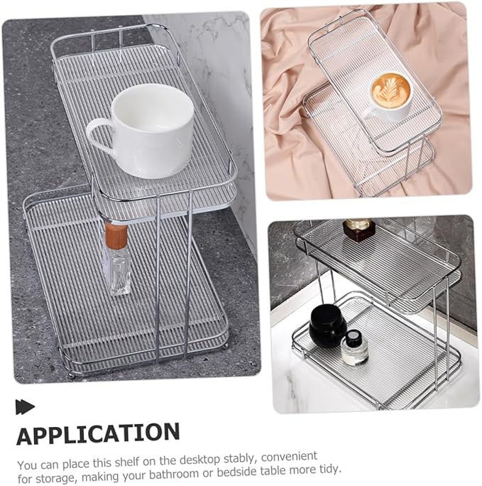 Acrylic Countertop Organizer with Removable Shelf Bathroom Vanity Storage Rack for Cosmetics Toiletries Shampoo and Body Wash