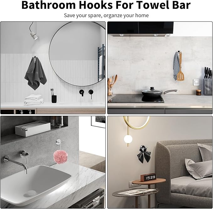 Newfun 8-Pieces 24 Inch Polished Chrome Bathroom Hardware Set, Bathroom Accessory Set, Includes 24" Adjustable Bath Towel Bar, Towel Rings Wall Mounted, Toilet Paper Holder, Robe Towel Hooks