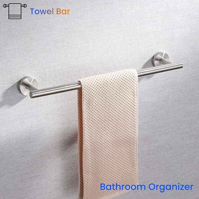Miyili 15.75-Inch Bathroom Towel Bar SUS 304 Stainless Steel Towel Holder Rack Wall Mount Brushed Finish, A01N40A
