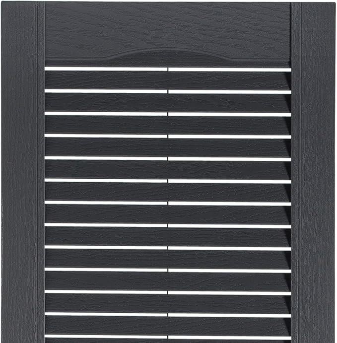 Exterior Solutions Standard Louver Exterior Vinyl Shutter, Dark Gray (Pair), 15 Inch x 51 Inch