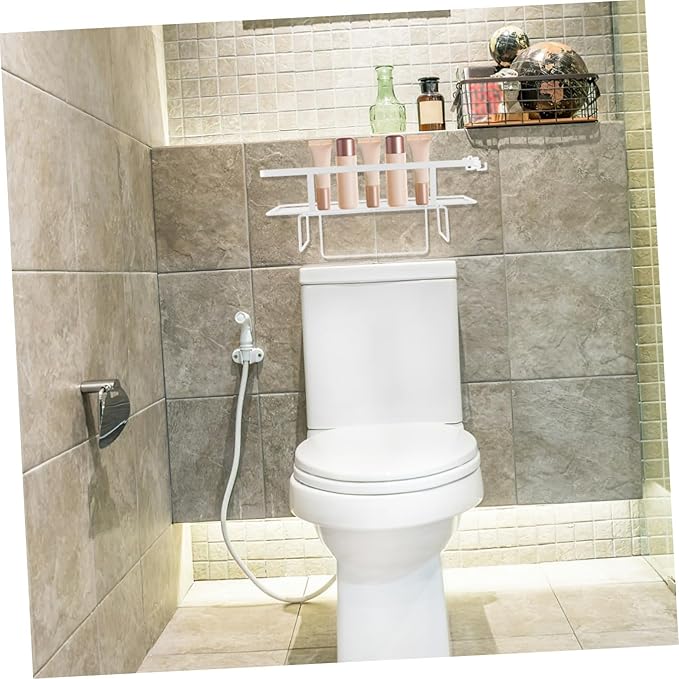 Cabilock Toilet Shelf Iron Bathroom Storage Rack Multi-use Holder Storage Baskets Simple Elegant Design