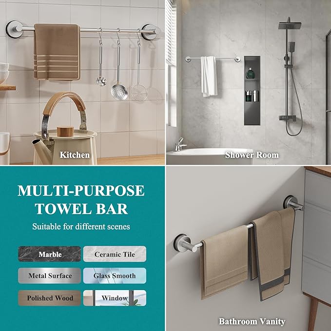 Towel Bar for Bathroom Wall,Adjustable 12~21 Inch Towel Racks for Bathroom Wall Mounted, Towel Holder for Glass Shower Door,Apparment Essentials,Home Decor-Silver(2pcs)