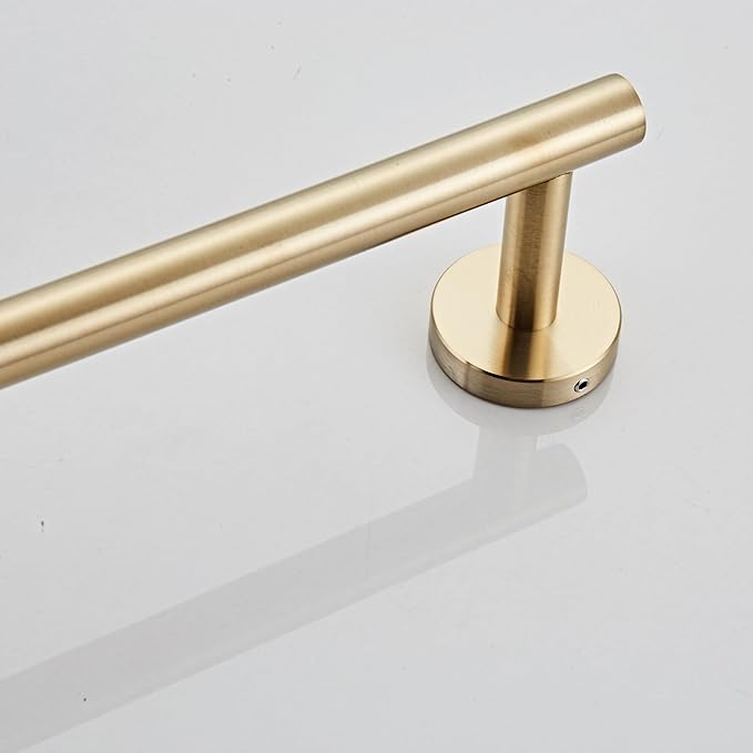 Bath Towel Bar, 12 Inch 304 Stainless Steel Thicken Towel Holder for Bathroom Wall, Towel Holder Brushed Gold Finished Wall Mount (Total Length 14-Inch)