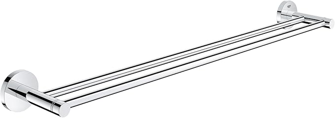 GROHE 40802001 Essentials Double Towel Bar, 24-Inch, Starlight Chrome