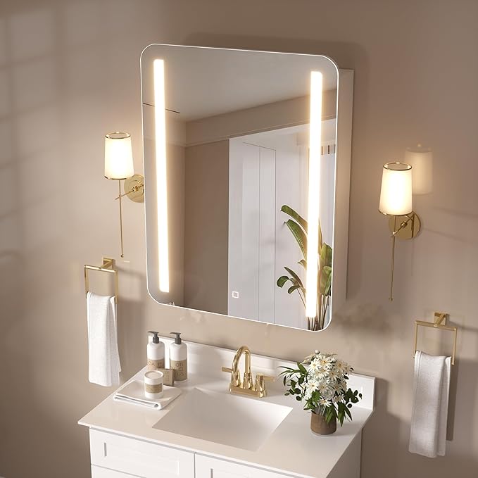32x24 inch LED Lighted Bathroom Medicine Mirror Cabinet with Sockets & USBs, Anti-Fog Dimmable Light and Color Adjustment, Adjustable Shelves, Flat-Pack Design – Assembly Required
