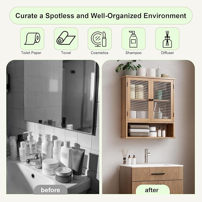 Bathroom Medicine Cabinet, Bathroom Wall Cabinet, Bathroom Cabinet Wall Mount, Medicine Cabinets for Bathroom with Glass Door