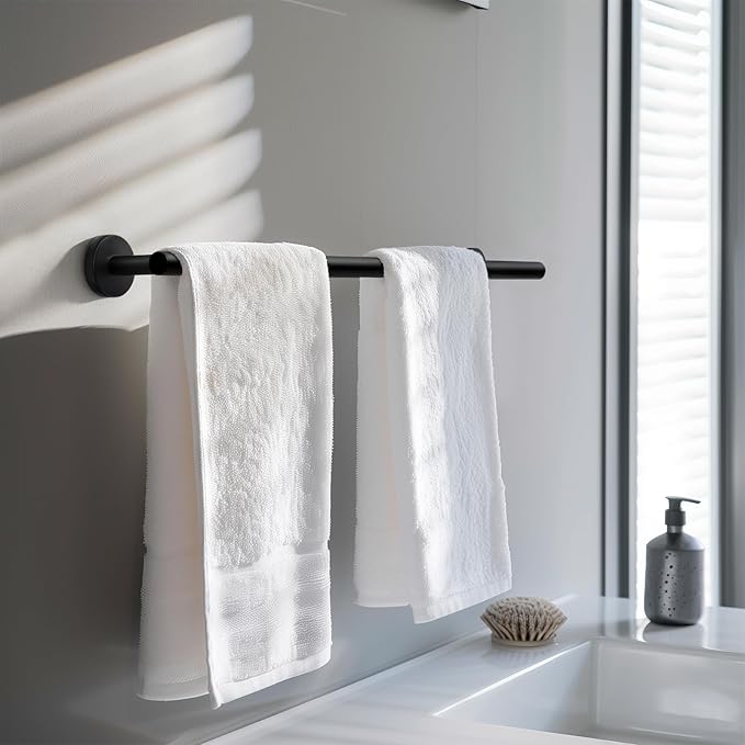 Bathroom Towel Bar, 24 Inch Towel Racks for Bathroom Wall Mounted, Heavy Duty Bathroom Towel Holder Organizer, Stainless Steel Home Towel Rod, Matte Black