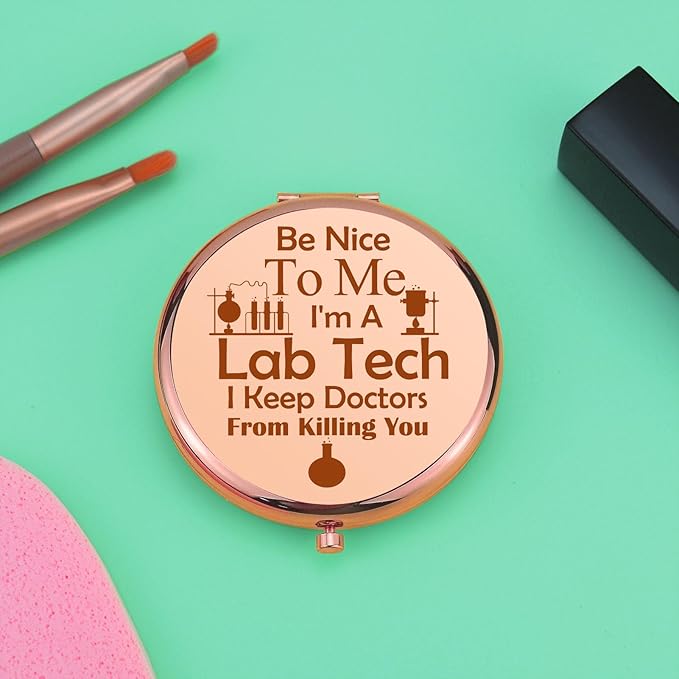 Funny Gift for Lab Tech Compact Makeup Mirror Medical Scientist Gift Laboratory Technician Presents Medical Student Presents Appreciation Pocket Makeup Mirrors for Birthday Graduation