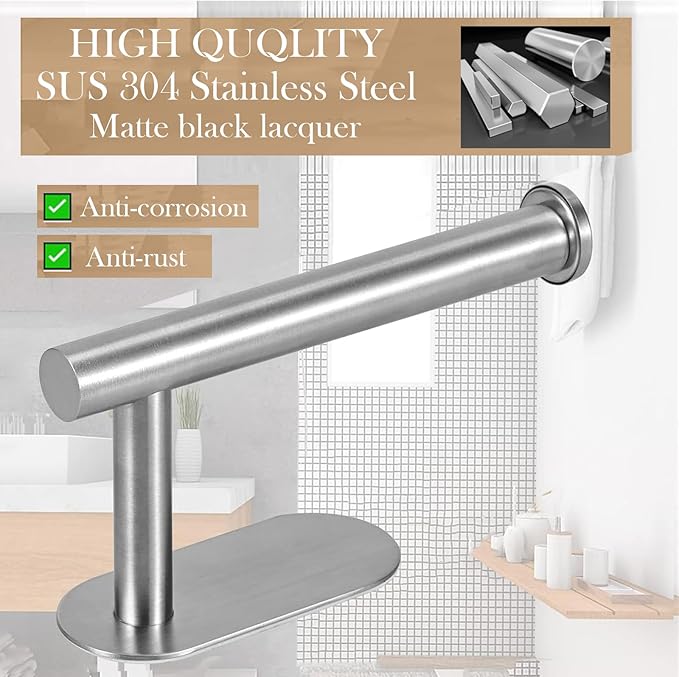 JOPOFI Toilet Paper Holder - Self Adhesive Toilet Paper Holder Wall Mount for Bathroom, SUS 304 Stainless Steel Command Strip Toilet Paper Roll Holder Stick On, No Drilling - Brushed Nickel（2 Pcs）