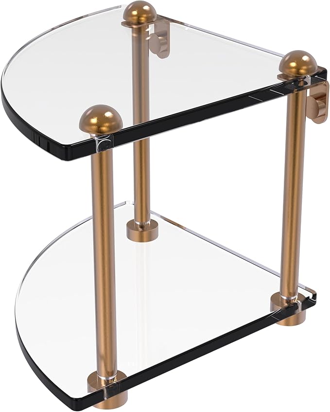 Allied Brass RC-3-BBR Two Tier Corner Glass Shelf, Brushed Bronze