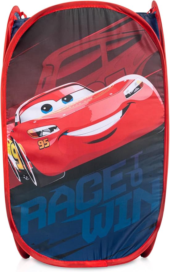 Disney Pixar Cars Pop Up Hamper - Lightning McQueen Racecar Mesh Laundry Basket/Bag with Durable Handles - Storage for Clothes and Toys