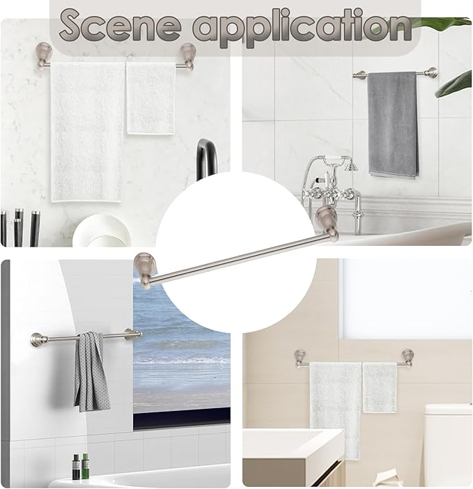 18 Inch Towel Bar for Bathroom,Satin Nickel, Wall Mounted Heavy Duty Towel Holder, Space-Saving Design, Modern Bathroom Décor Bathroom Towel Holder for Hand Towels, Kitchen Towels