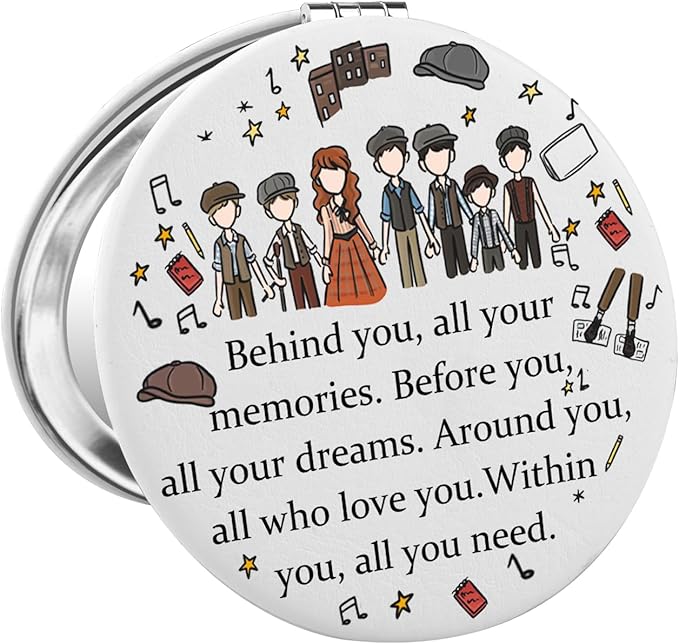 FEELMEM News Musical Gift Behind You All Your Memories Compact Mirror for News Musical Lovers Theatre Lovers