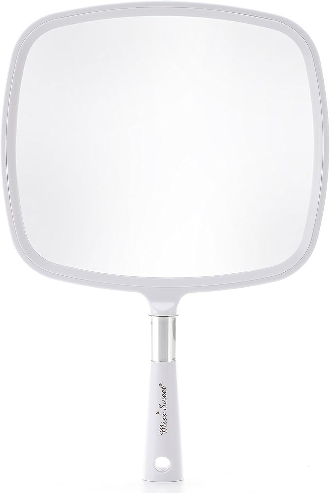 Miss Sweet Handheld Mirror Makeup Mirror 9inch*8inch (White)