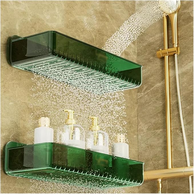 Wall Mounted Bathroom Shelf Storage Rack for Household Bathroom Storage Rack Single Layer Plastic Wall Storage Rack Storage Rack for Cosmetics Toiletries and Supplies That Do Not Need to Be Perforated