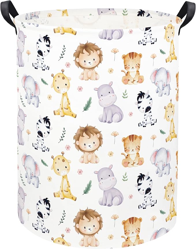 Animal Baby Laundry Basket Baby Hamper Kids Hamper Basket Toy Storage Bin for Boys Room Decor Baby Nursery Hamper Gift Baskets for Bedroom Bathroom(Cute Animal)