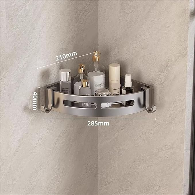 Triangular Wall-Mounted Shelf for Bathroom Or Toilet Area Rectangle Additional Balcony Storage Space for Small Bathrooms(Gray,Semicircle_1PCS NO Bars)