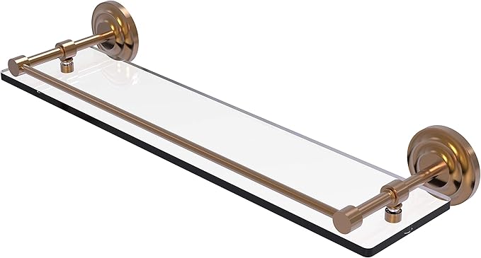 Allied Brass QN-1/22-GAL-BBR Que New 22 Inch Tempered Gallery Rail Glass Shelf, Brushed Bronze