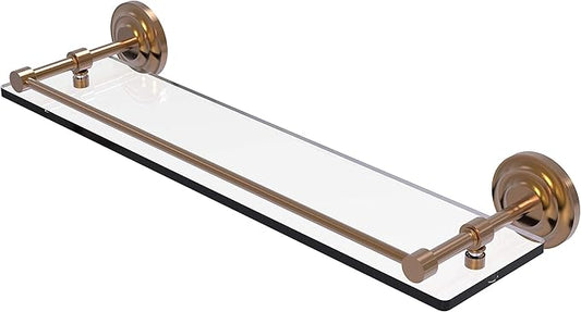 Allied Brass QN-1/22-GAL-BBR Que New 22 Inch Tempered Gallery Rail Glass Shelf, Brushed Bronze
