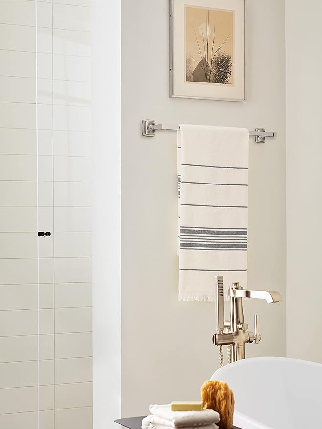Amerock BH36094G10 | Brushed Nickel Towel Bar | 24 in (610 mm) Towel Rack | Stature | Bathroom Towel Holder | Bathroom Hardware | Bath Accessories