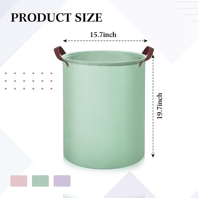 Patelai 3 Pieces Large Laundry Hamper Collapsible Organizer Storage Bin Waterproof Foldable Dirty Clothes Laundry Basket for Home Bathroom (Morandi,20 x 16 Inch)