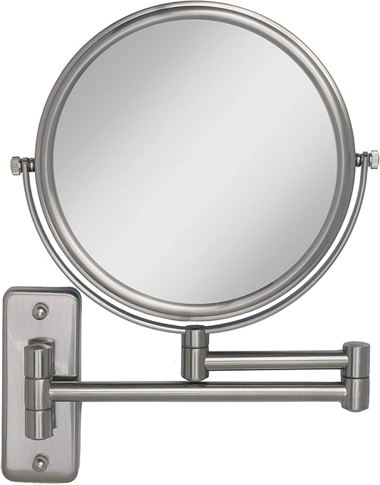 Zadro Two Sided Dual Arm Wall Mount Mirror, Satin Nickel, 5X-1X