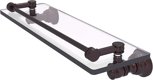Allied Brass CL-1-16-GAL Carolina Collection 16 Inch Gallery Rail Glass Shelf, Antique Bronze