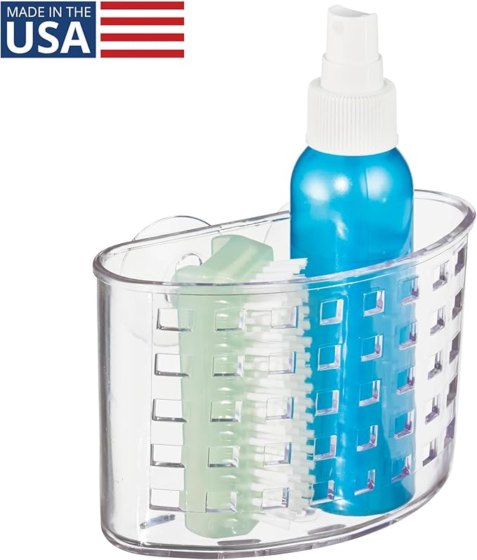 iDesign Suction Cup Shower Caddy Basket - Bathroom Storage Organizer - Clear - Made in USA