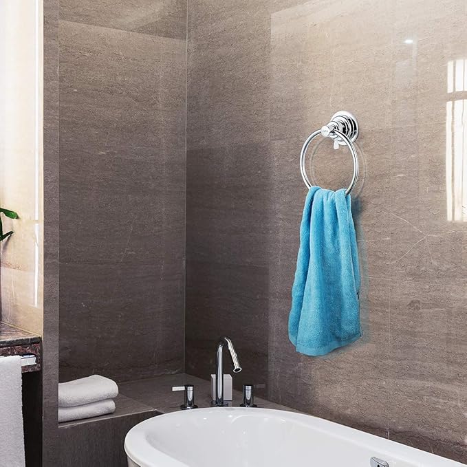JiePai Drill Free Powerful Vacuum Suction Cup Towel Ring Shower Washcloth Hand Towel Round Holder