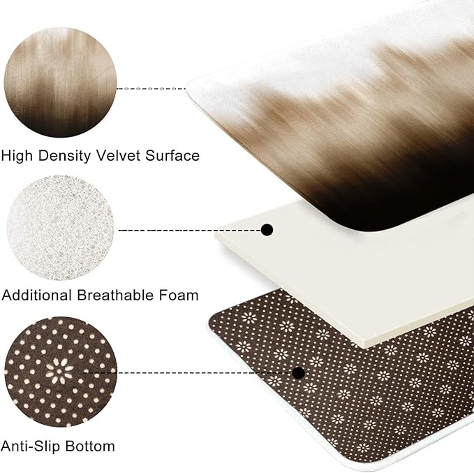 Brown Ombre Shower Curtain Set with Toilet Lid Cover and Non-Slip Rugs for Bathroom, Gradient Modern Simple Abstract Vintage 4 Pcs Shower Curtain, Bathroom Set with with 12 Hooks