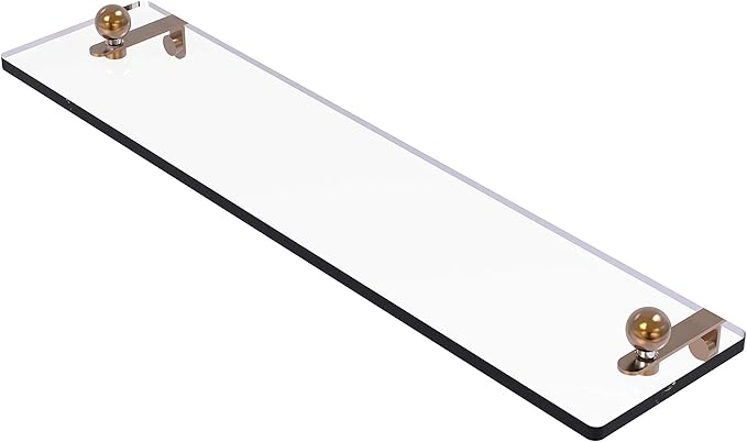 Allied Brass PR-1/16-BBR Pr 1 Inch Vanity Beveled Edges Glass Shelf, 16 Inch, Brushed Bronze