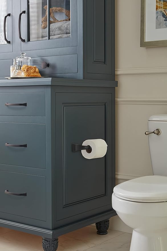 Amerock BH36031MB | Matte Black Single Post Toilet Paper Holder | 7-7/8 in. (200 mm) Length Toilet Tissue Holder | Revitalize | Bath Tissue Holder | Bathroom Hardware | Bath Accessories
