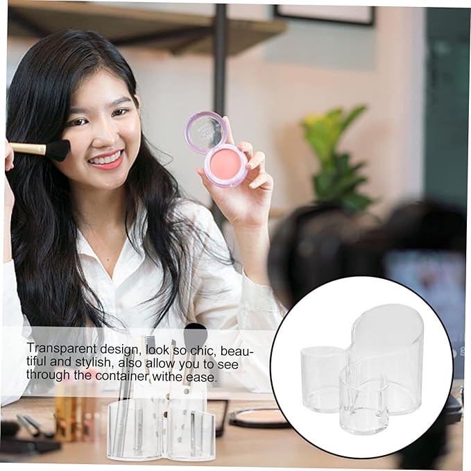 1pc Transparent Makeup Brush Holder Creative Cosmetic Tool Container Pen Storage Box for Eyeliner Lipstick and Office Supplies Organization