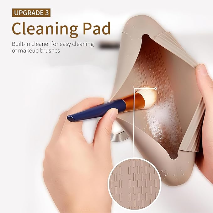 Makeup Brush Holder Travel Silicone Make Up Brushes Bag Pack Container Case Pack Include Makeup Sponge Holder, Cosmetic Lipstick Nail Brush Organizer Suitable for Vanity Drawer Counter