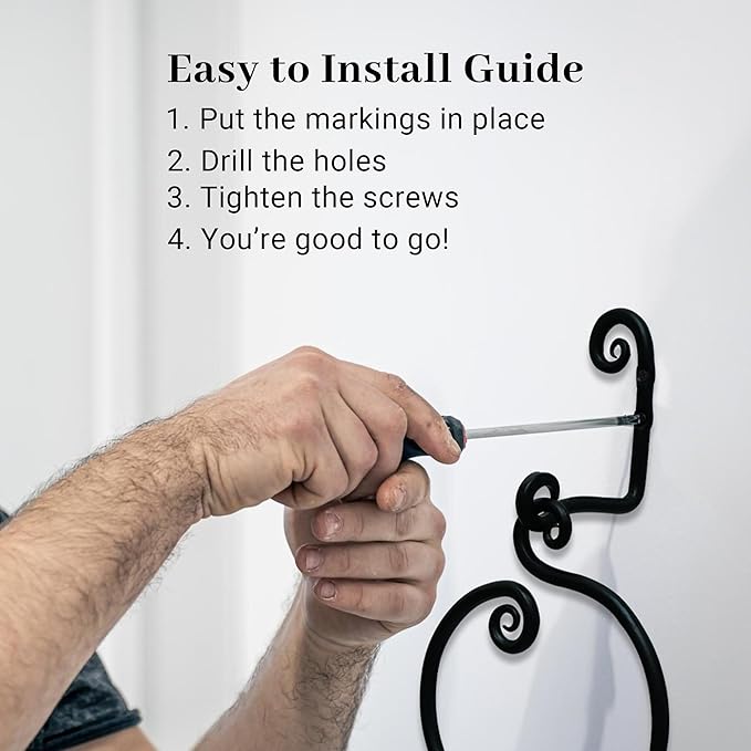 The Metal Magician Round Hand Towel Holder for Bathroom Wall - Kitchen Towel Ring - Aesthetic Design & Heavy Duty Durability - (Ornamental Curve) - (Black)