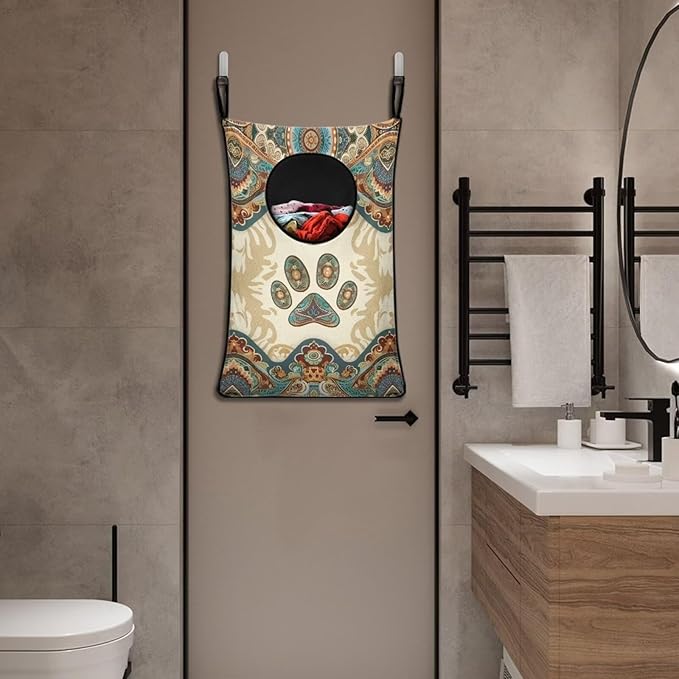 ZOUTAIRONG Tribal Paw Hanging Laundry Bag Over The Door Laundry Hamper Laundry Basket Home Storage Organizers Dirty Clothes Hamper for Bedroom for Gifts Laundry Baskets