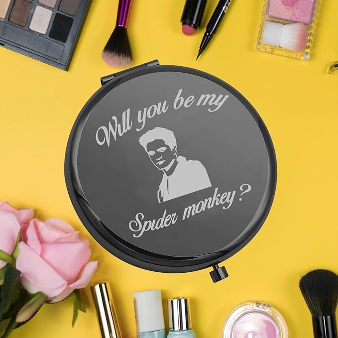 KEYCHIN Vampire Movie Pocket Mirror Vampire Edward and Bella Fans Gifts Will You Be My Spider Monkey Compact Mirror for Women Girls Teenager (Spider Monkey-BL)