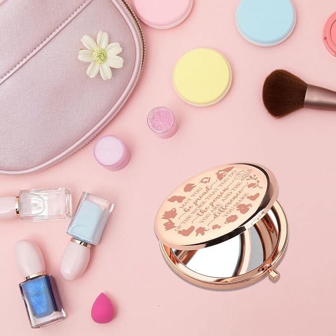 PLITI Princess Fan Gift May You Be Proud of The Work That You Do Princess Compact Mirror for Fairy Tales Lover (Be Proud Beauty CMrg)
