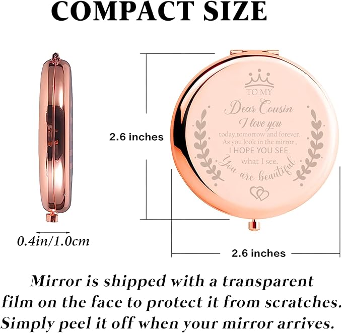 Cousin Gifts for Women, Cousin Gifts, Compact Mirror Gifts for Cousins Sister Birthday Gift for Best Cousin Makeup Mirror